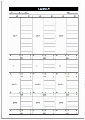 人員配置表のテンプレート