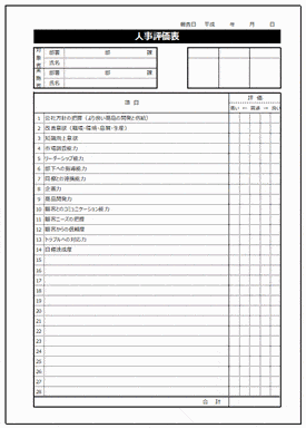 人事評価表のテンプレート