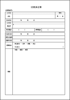 Excelで作成した従業員名簿