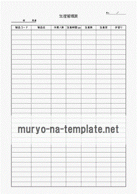 生産管理表のテンプレート