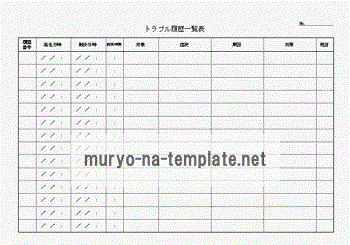 トラブル履歴一覧表のテンプレート