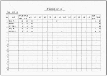 有給休暇消化表のテンプレート