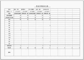 未登録・無料でダウンロードできる有給休暇消化表