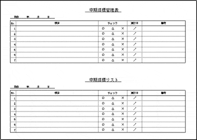 Excelで作成した中期目標管理表