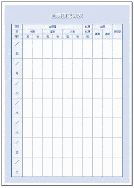 血糖値記録表のテンプレート