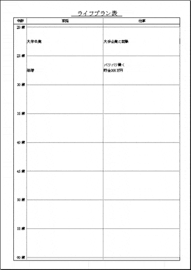 ライフプラン表のテンプレート