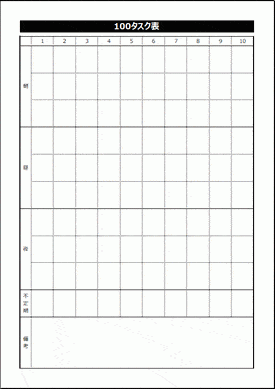 100タスク表のテンプレート