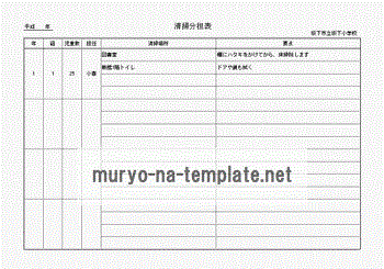 Excelで作成した清掃分担表